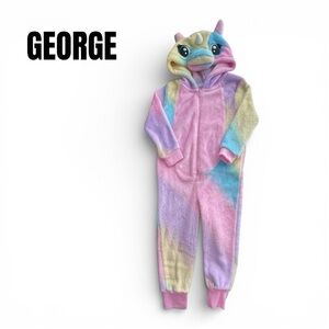 082 George Pastel Rainbow Unicorn Onesie 2T